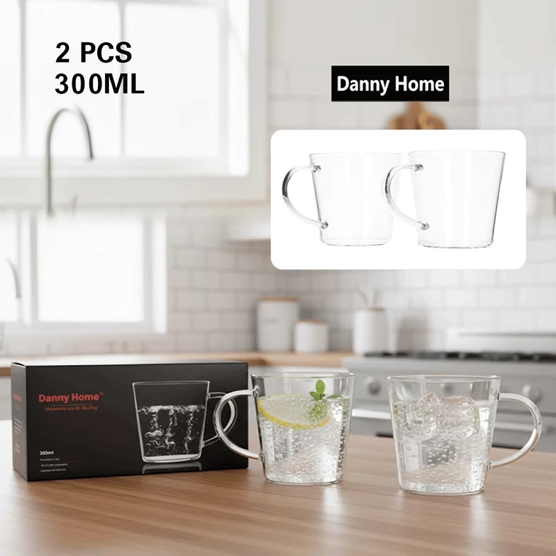 Lot de 2 Mugs en Verre Transparent 300 ml – Danny Home