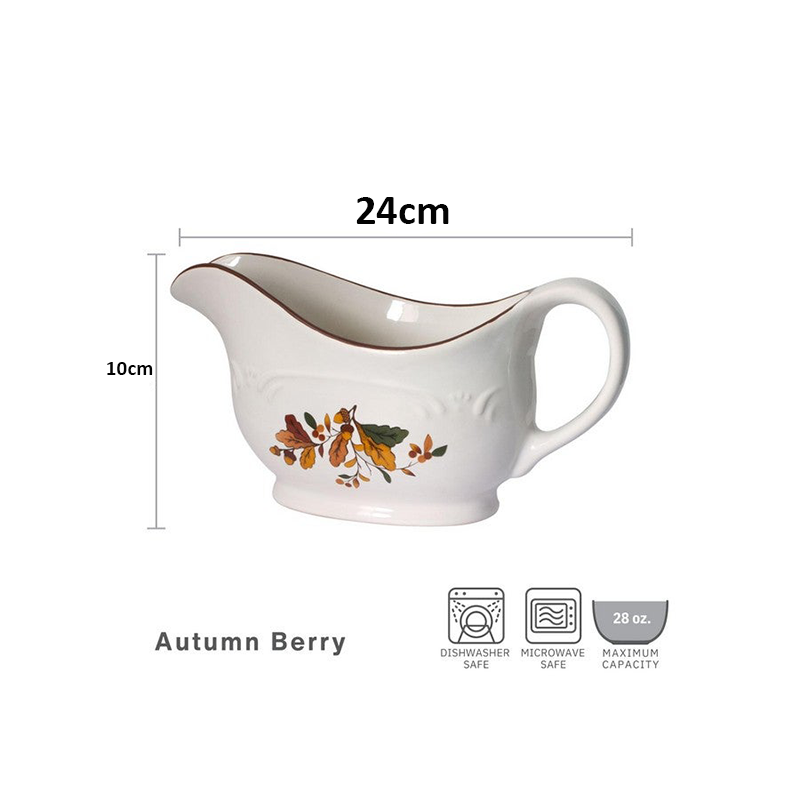 Saucière en Céramique Décor Automnal – Motifs Feuilles – Image 3