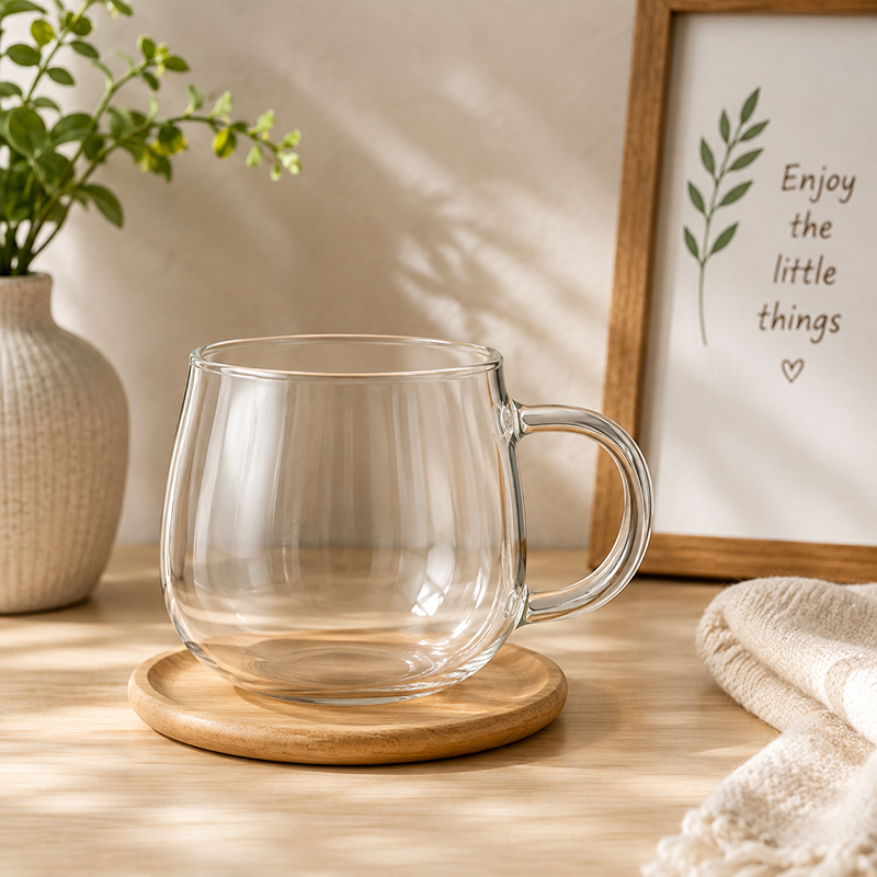 Ensemble de 2 Mugs en Verre Transparent – Design Élégant 430 ml – Image 2
