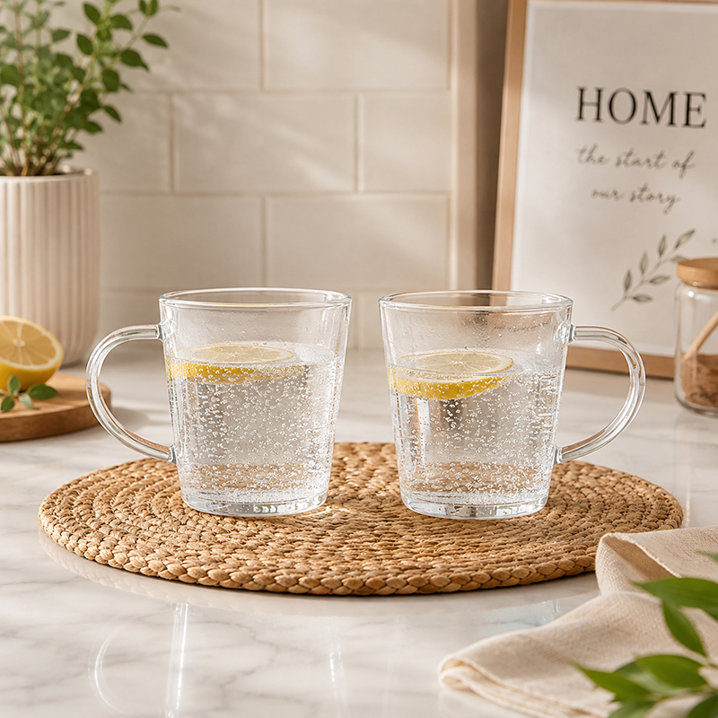 Lot de 2 Mugs en Verre Transparent 300 ml – Danny Home – Image 2