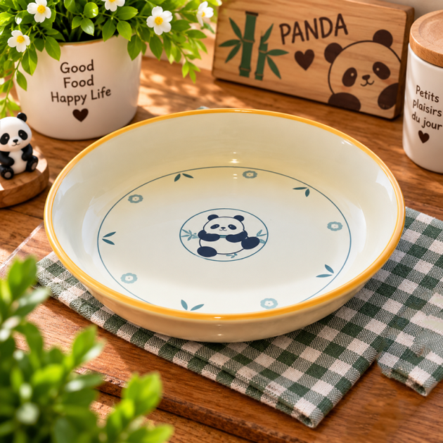 Bol en Céramique Panda – Design Kawaii avec Bord Doré 21cm