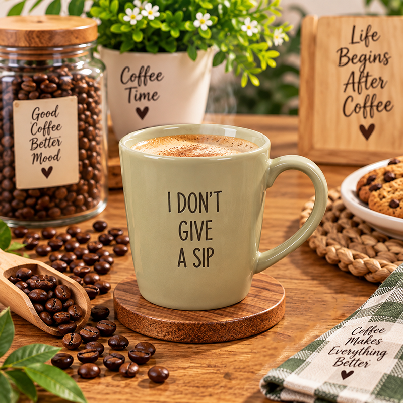 Ensemble de 6 tass à Café en Céramique – Motif « I Don’t Give a Sip » – Image 2