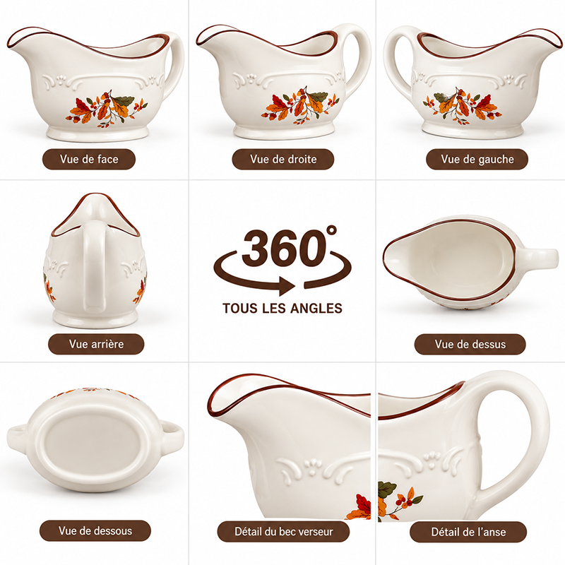 Saucière en Céramique Décor Automnal – Motifs Feuilles – Image 2