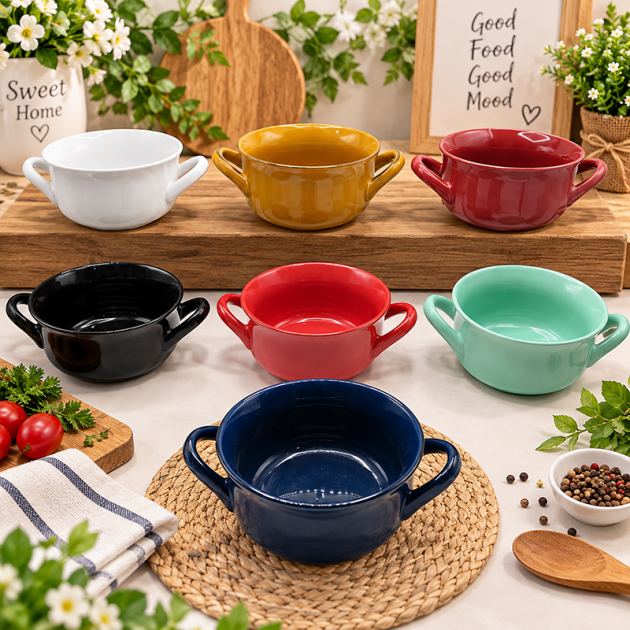 Bol à Soupe en Céramique avec Anses – Design Élégant