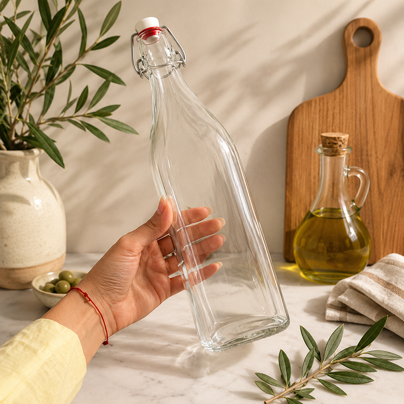 Bouteille en Verre à Fermeture Hermétique – 1 L – Image 3