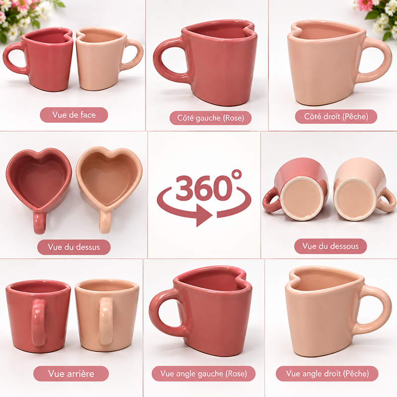 Tasse en Céramique Rose en Forme de Cœur – Design Élégant – Image 4