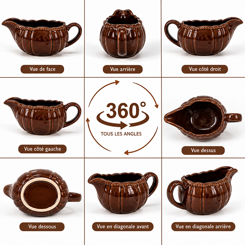 Saucière en Céramique Marron Élégante – Design Vintage & Raffiné – Image 2