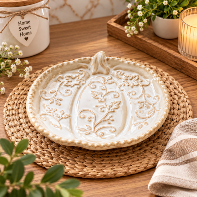 Mini assiette en Céramique Blanche Décorée avec Motifs Floraux Élégants