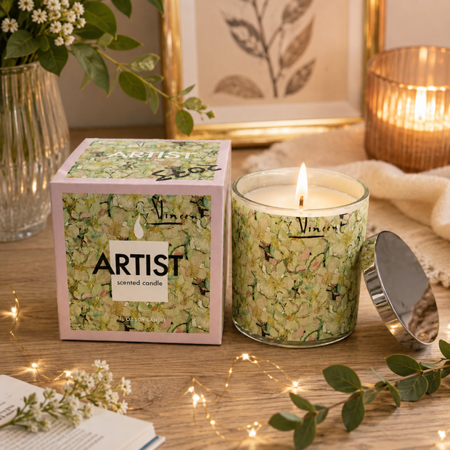 Bougie Parfumée ARTIST Vincent – Motif Floral Élégant
