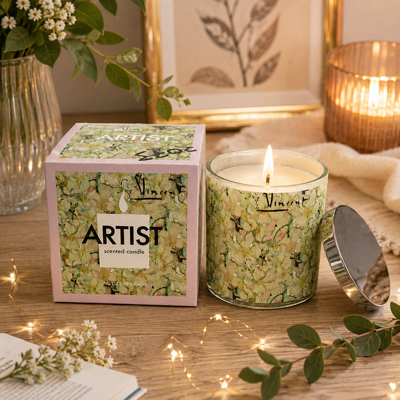 Bougie Parfumée ARTIST Vincent – Motif Floral Élégant