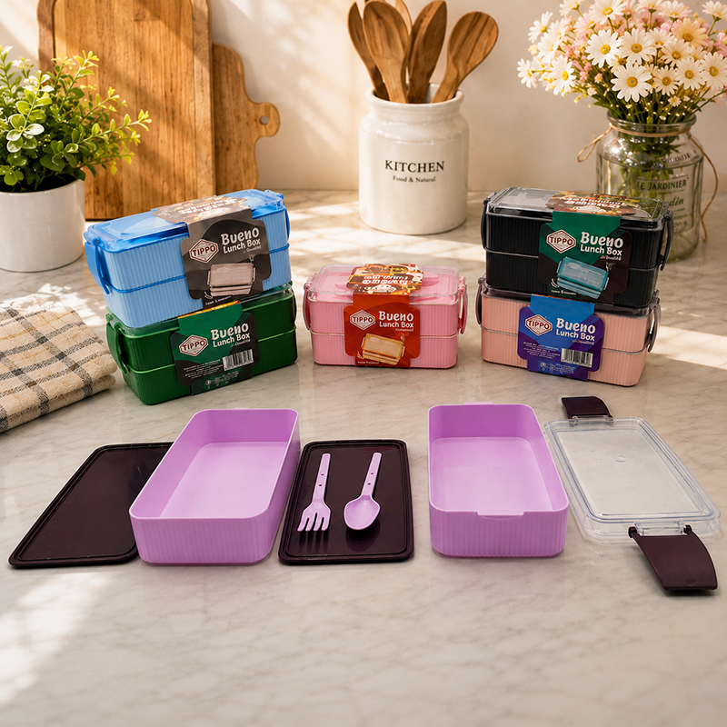 Boîte à Lunch Bueno TIPPO – Double Compartiment avec Couvercle Hermétique