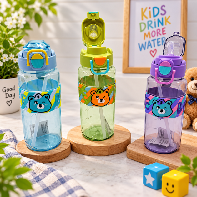 Gourde Enfant avec Paille – Motif Ours