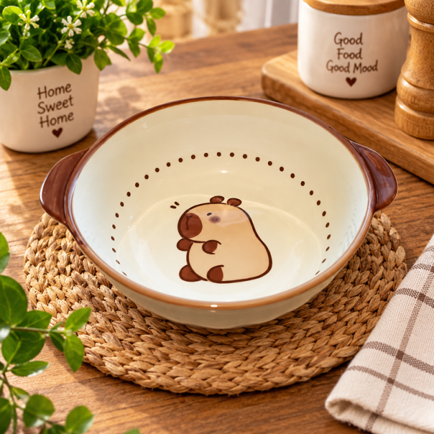Bol à Salade en Céramique avec Motif Animalier – Design Cute et Élégant