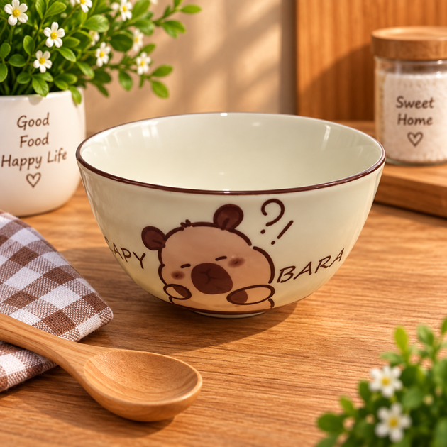 Grand Bol en Céramique Capybara – Design Kawaii 15cm/9cm
