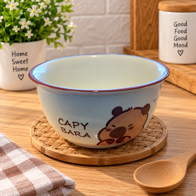 Grand Bol en Céramique Capybara – Design Kawaii