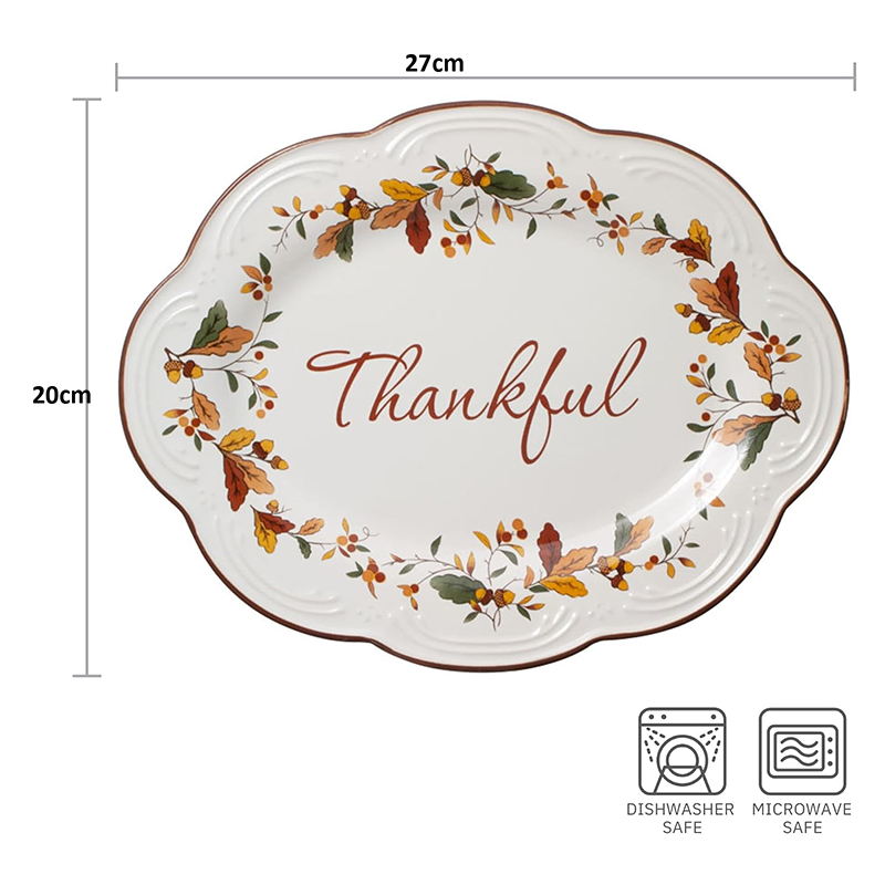 Plateau « Thankful » en Céramique – Motifs Automnaux – Image 2